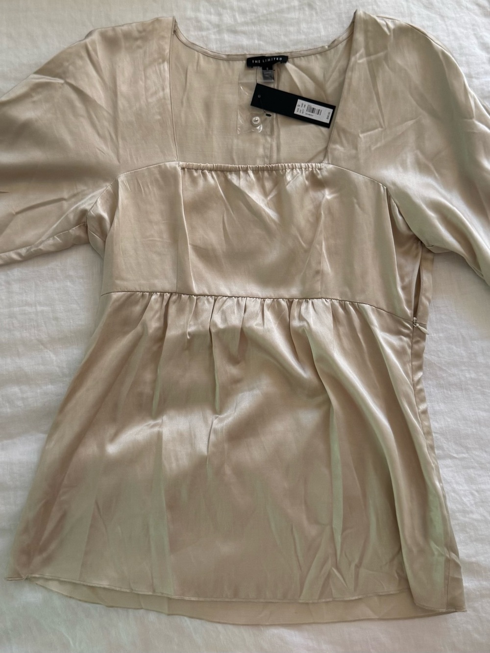 The Limited Silk/Cotton Champagne Satin Peplum Top